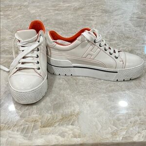 Hermes white with orange lining sneakers
